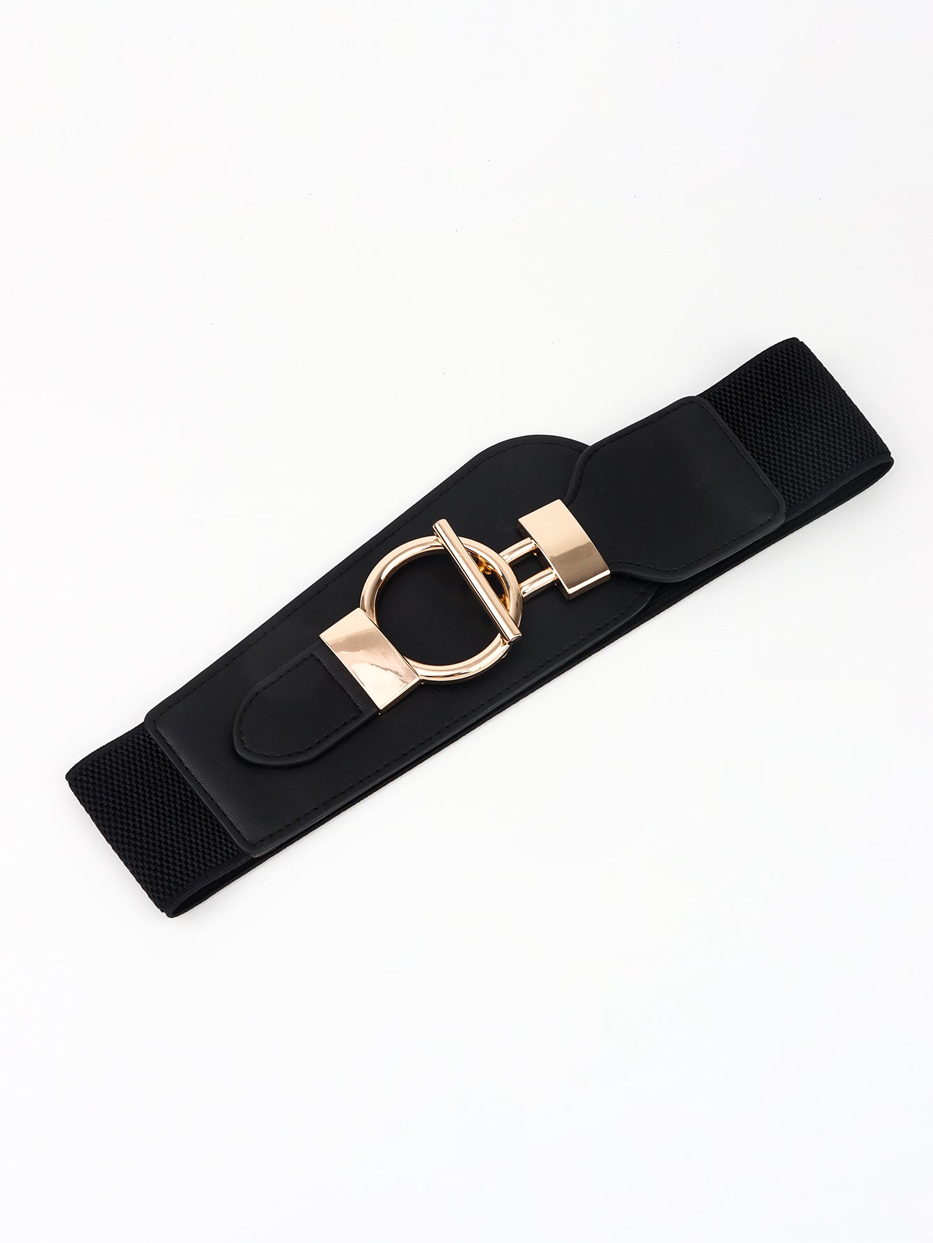 Elastic Wide Belt with Alloy Buckle