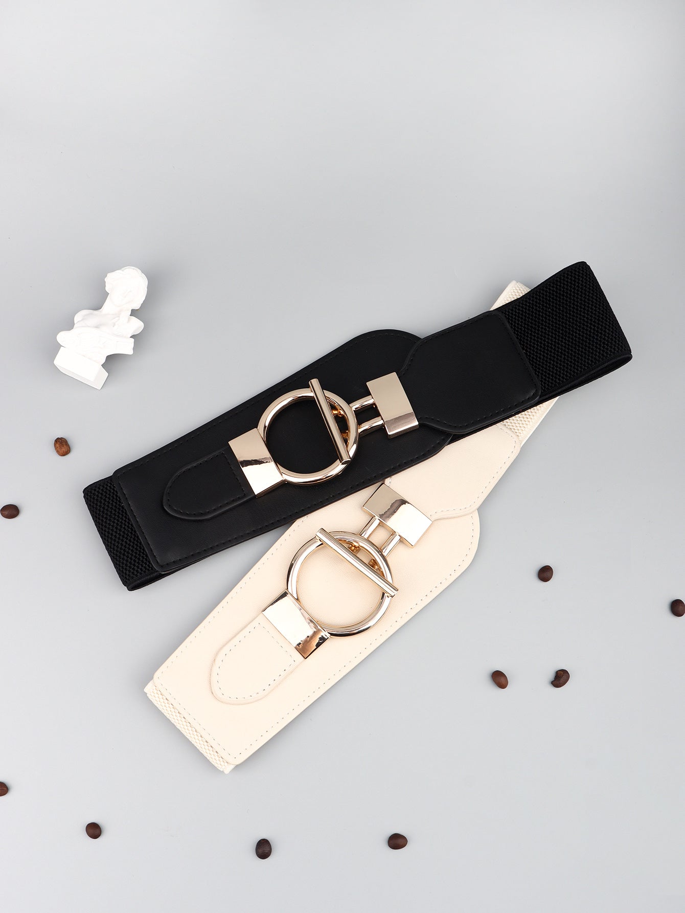 Elastic Wide Belt with Alloy Buckle