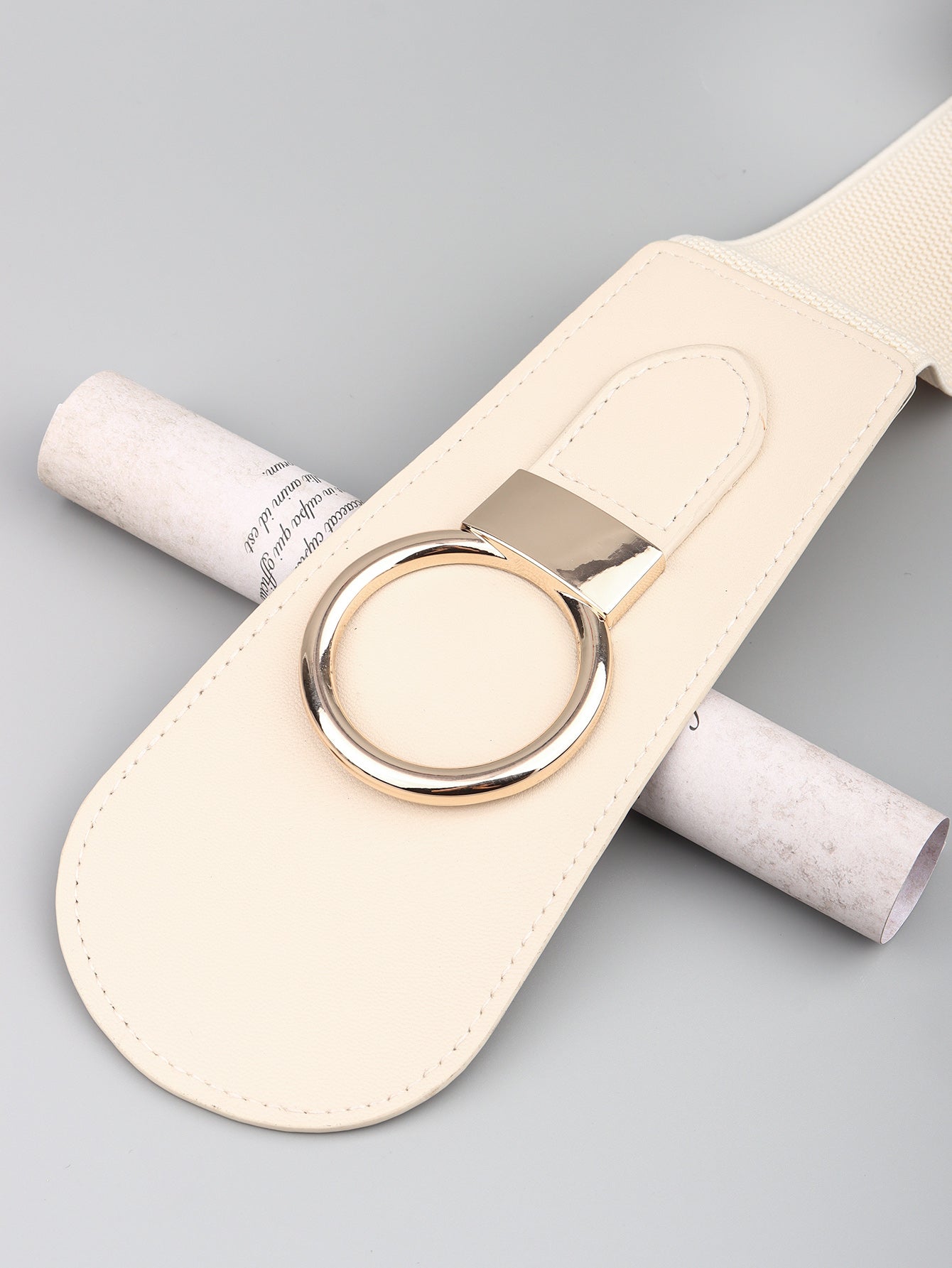 Elastic Wide Belt with Alloy Buckle