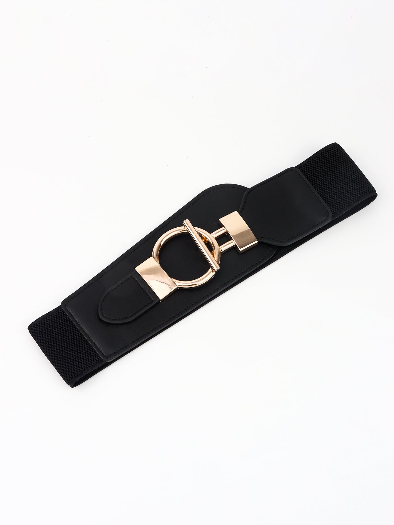 Elastic Wide Belt with Alloy Buckle