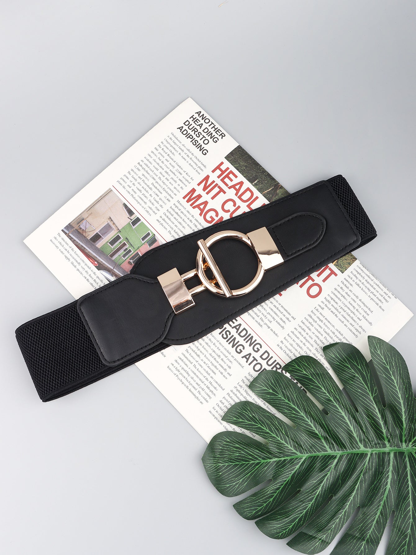 Elastic Wide Belt with Alloy Buckle