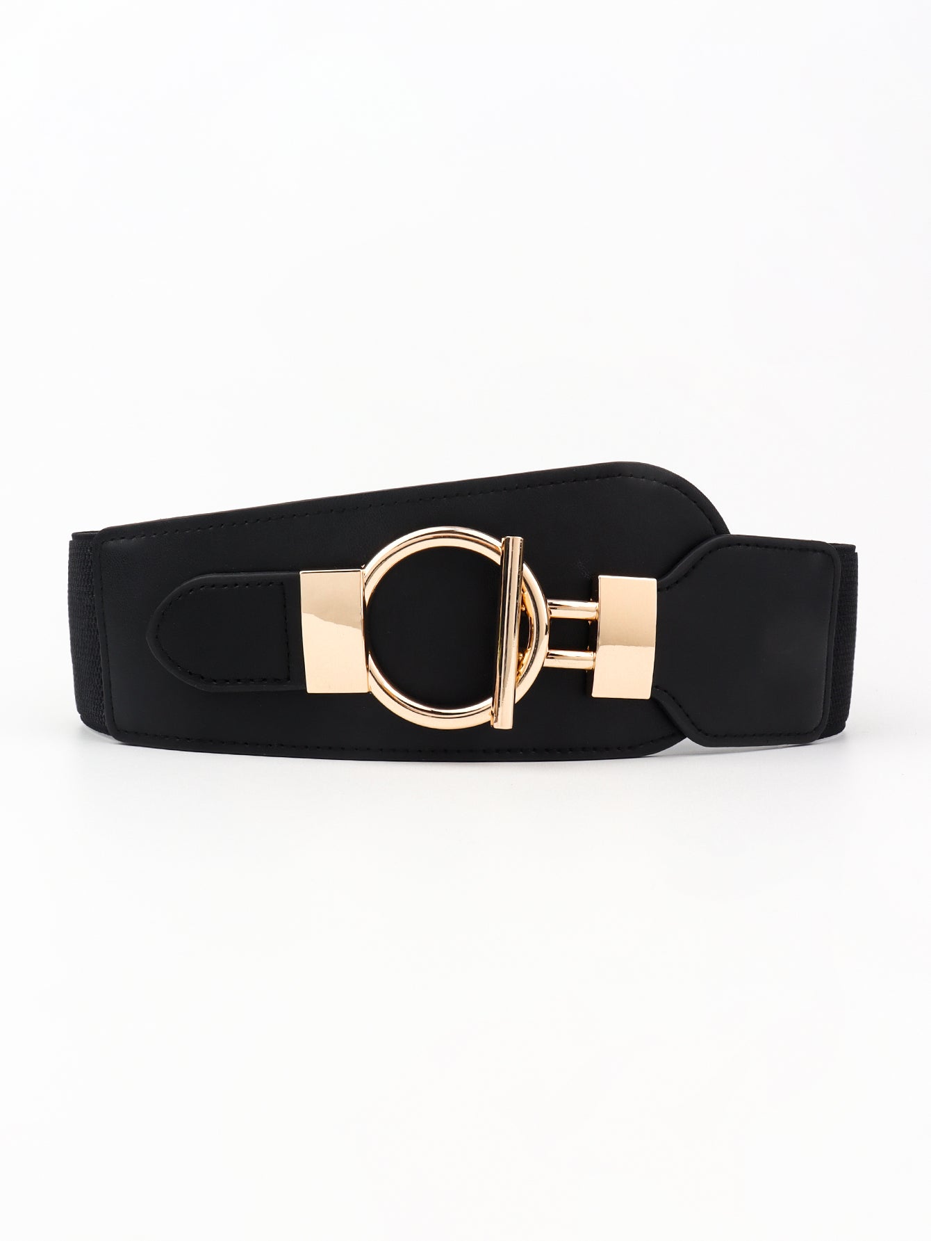 Elastic Wide Belt with Alloy Buckle