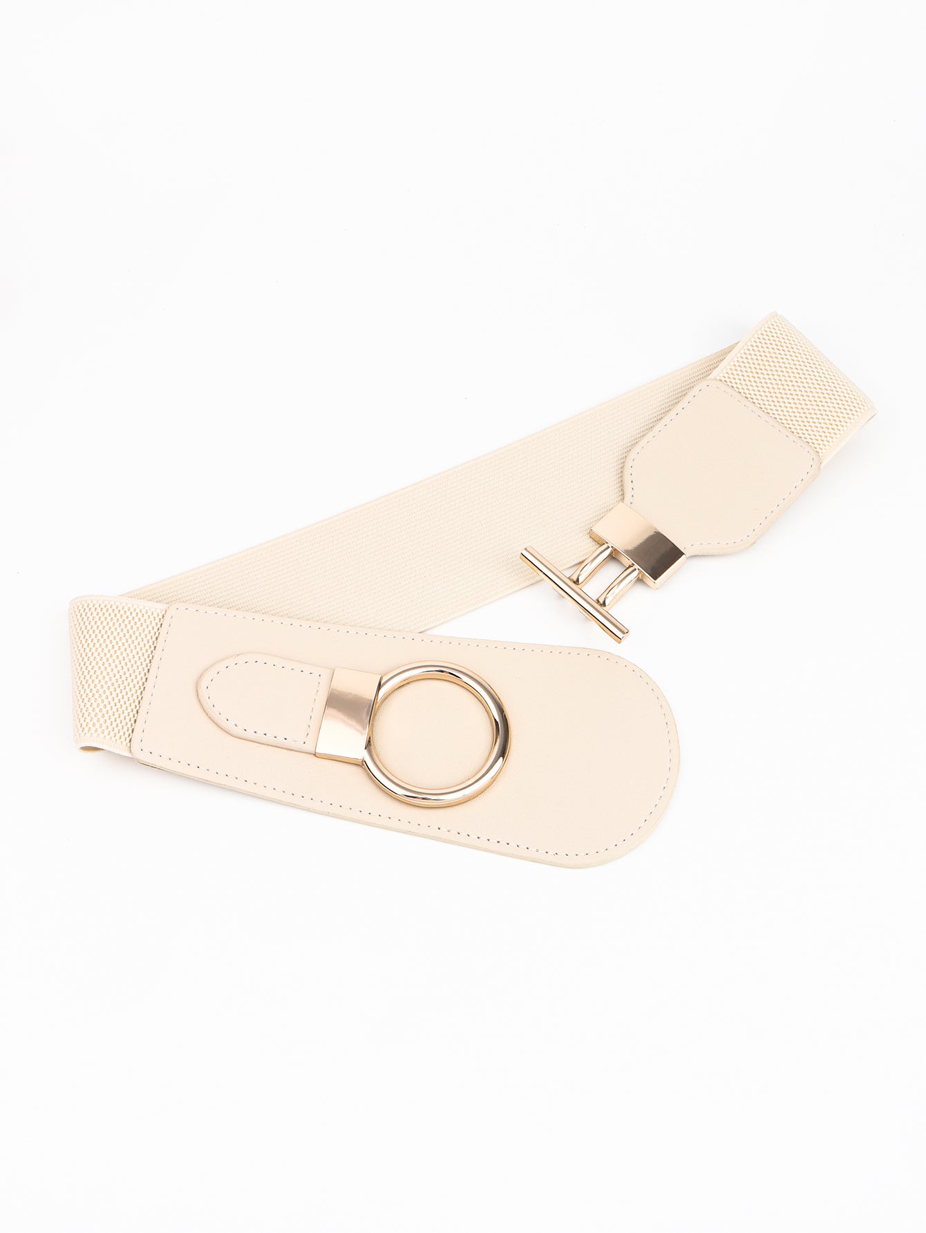 Elastic Wide Belt with Alloy Buckle