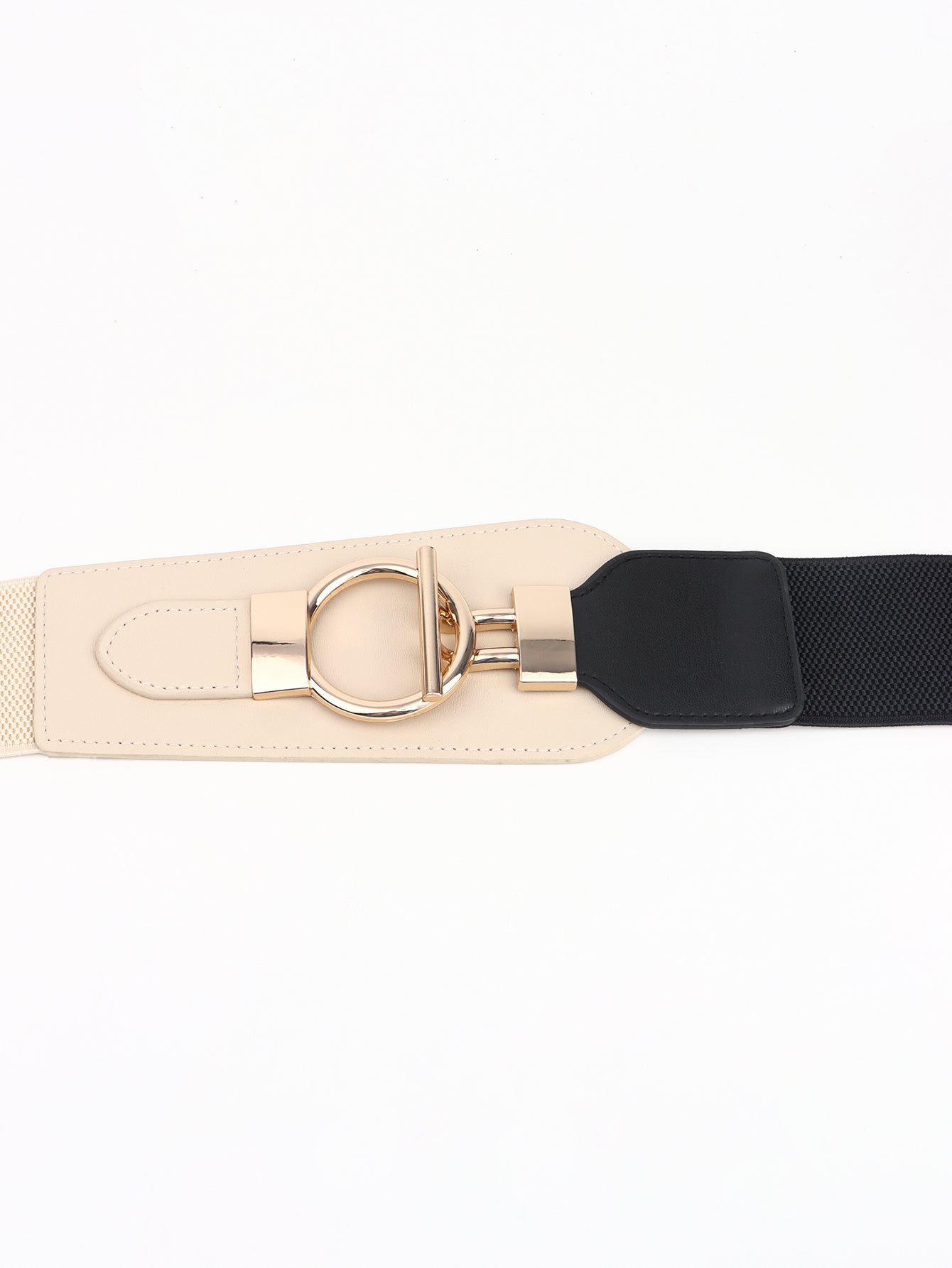 Elastic Wide Belt with Alloy Buckle