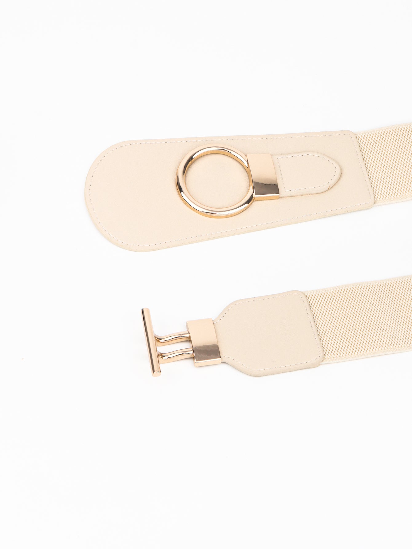 Elastic Wide Belt with Alloy Buckle