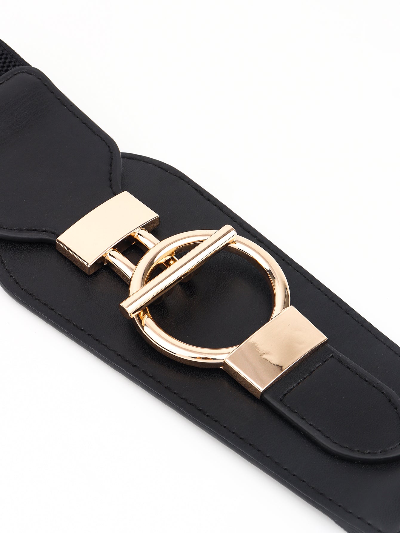 Elastic Wide Belt with Alloy Buckle