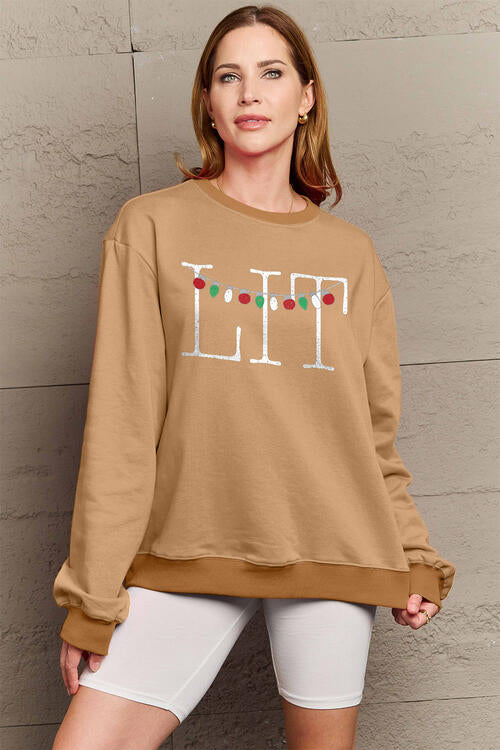 Simply Love Full Size LIT Long Sleeve Sweatshirt