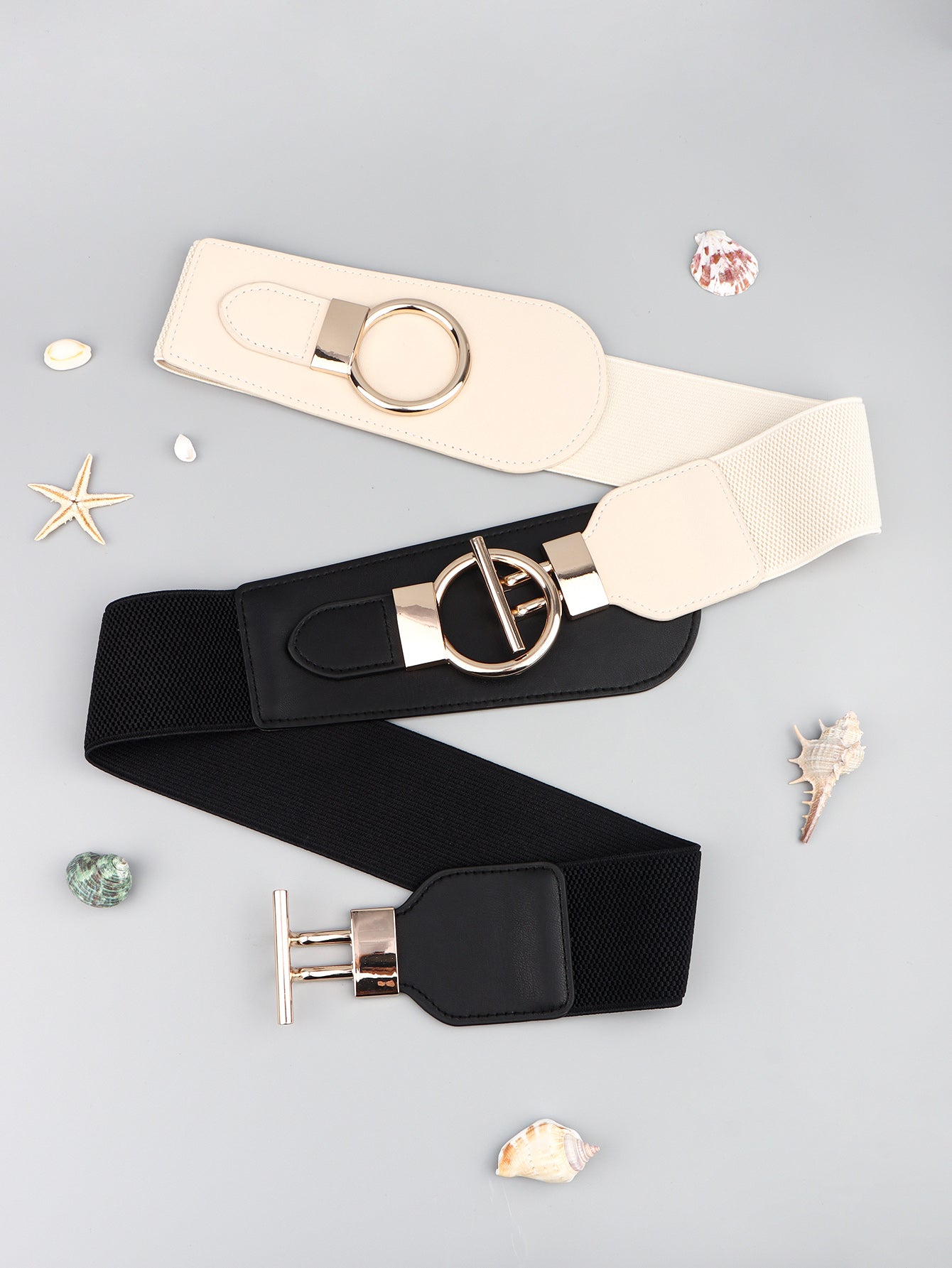 Elastic Wide Belt with Alloy Buckle