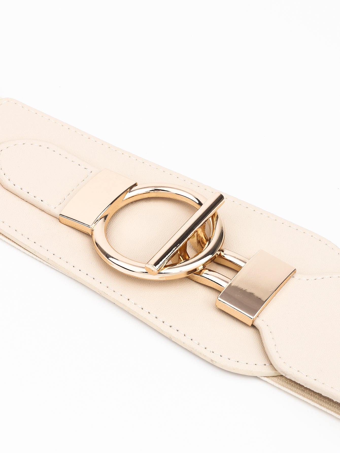 Elastic Wide Belt with Alloy Buckle