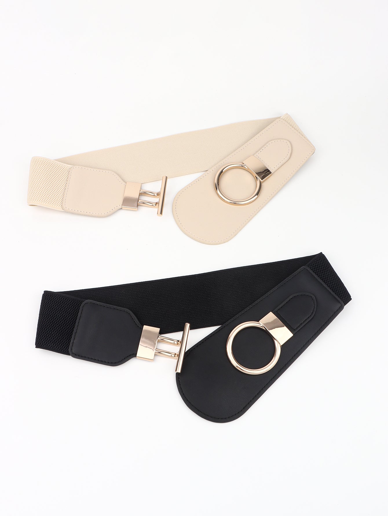 Elastic Wide Belt with Alloy Buckle