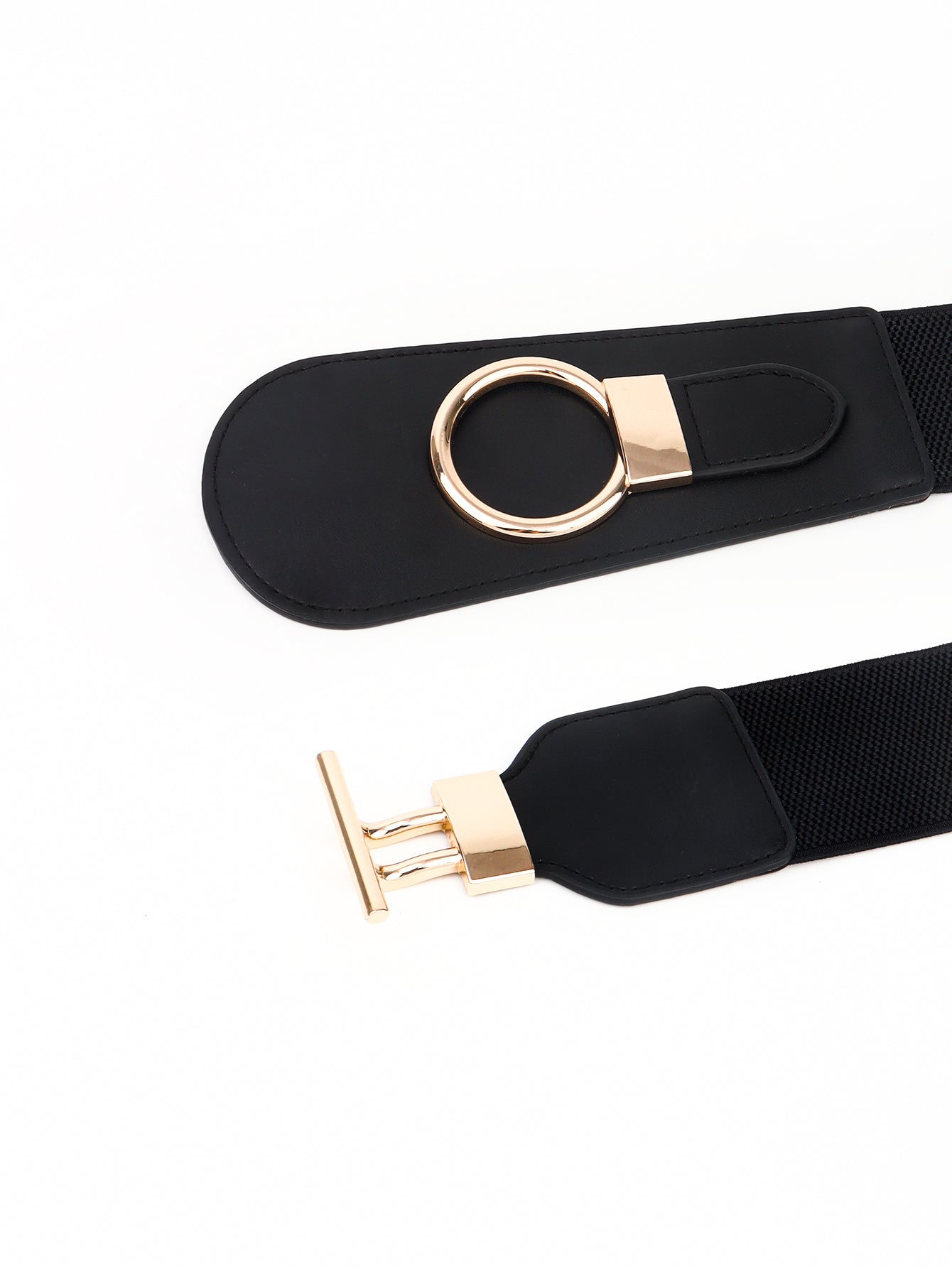 Elastic Wide Belt with Alloy Buckle